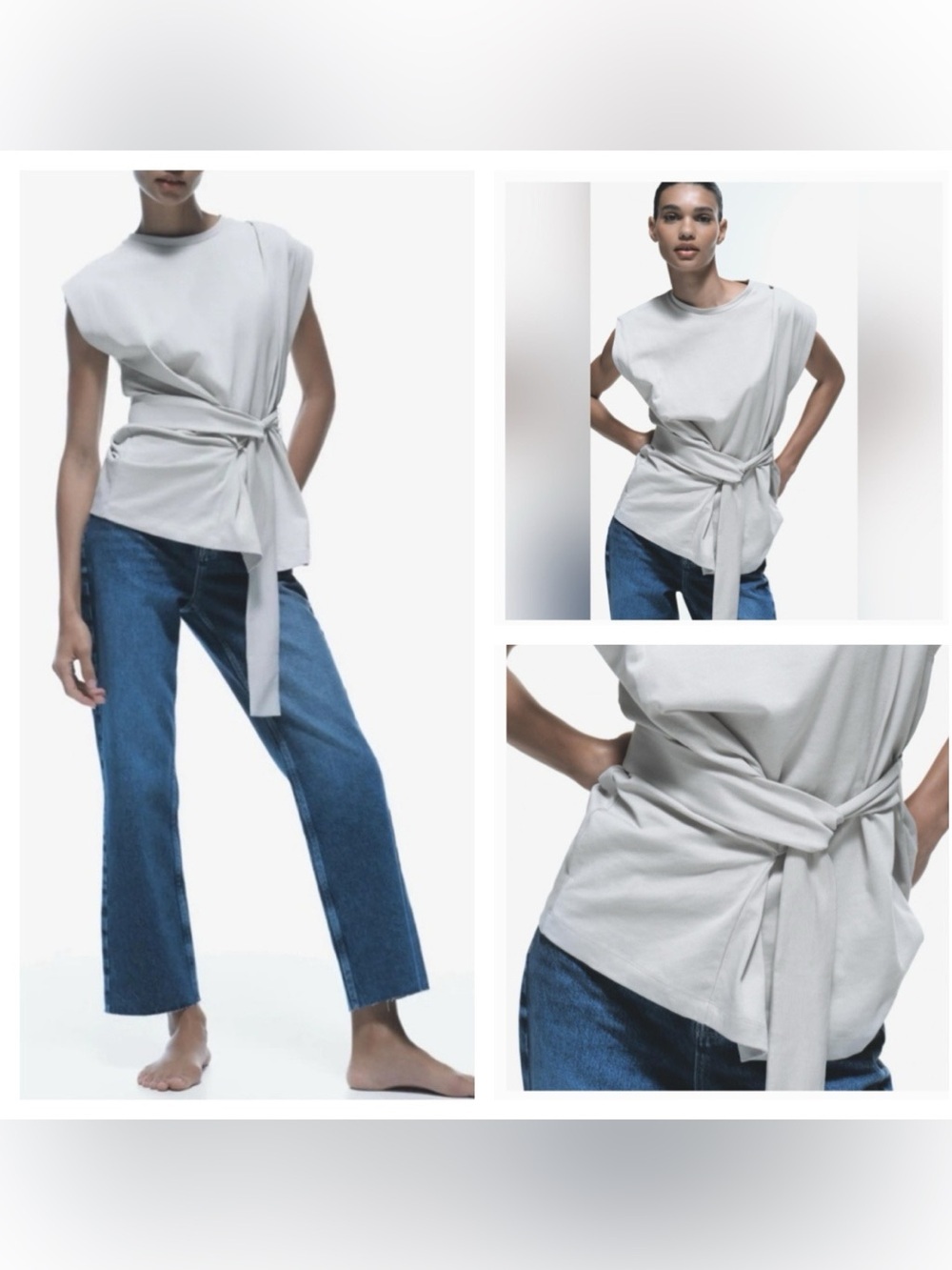 ZARA WOMENS GRAY HEAVY T-SHIRT - SIZE S